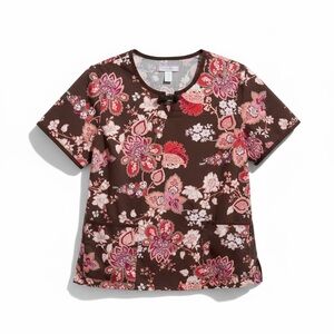 9/$80 Floral Women's Scrub Top, 2X